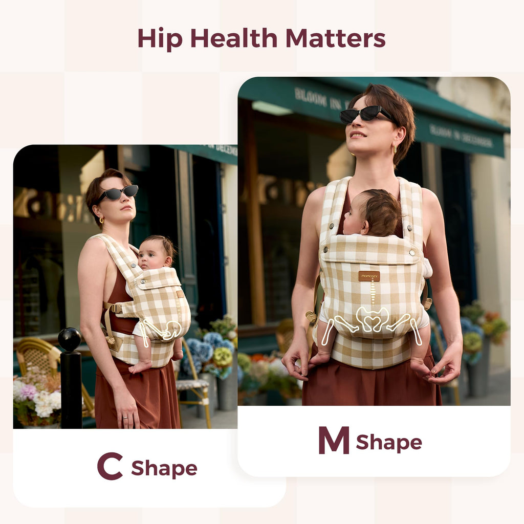 Momcozy Baby Carrier - Ergonomic, Cozy and Lightweight Carrier for 7-45lbs, Effortless to Put On, Ideal for Hands-Free Parenting, Enhanced Lumbar Support, Purehug for Infant to Toddler, Khaki