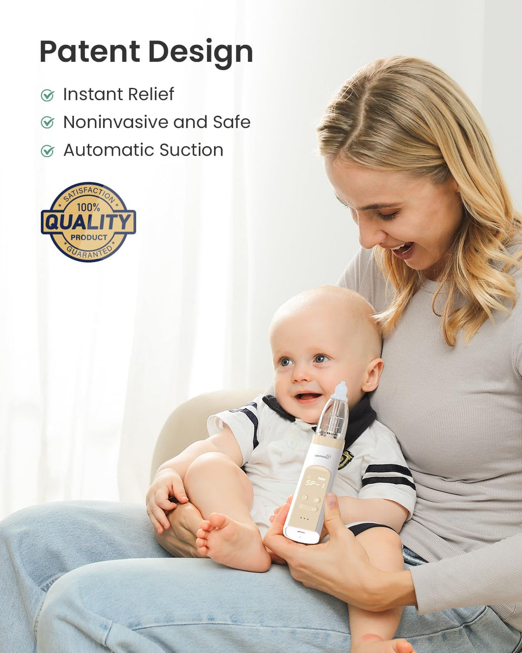 GROWNSY Nasal Aspirator for Baby, Electric Baby Nose Sucker with Larger Suction Chamber and More Powerful Suction, Automatic Nose Cleaner with Music and Light Soothing Function