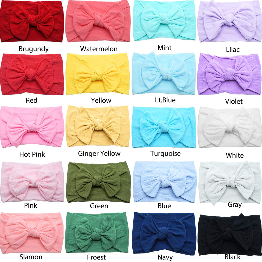 CÉLLOT 10 Colors Super Stretchy Soft Knot Baby Girl Headbands with Hair Bows Nylon Head Wrap For Newborn Baby Girls Infants Toddlers Kids