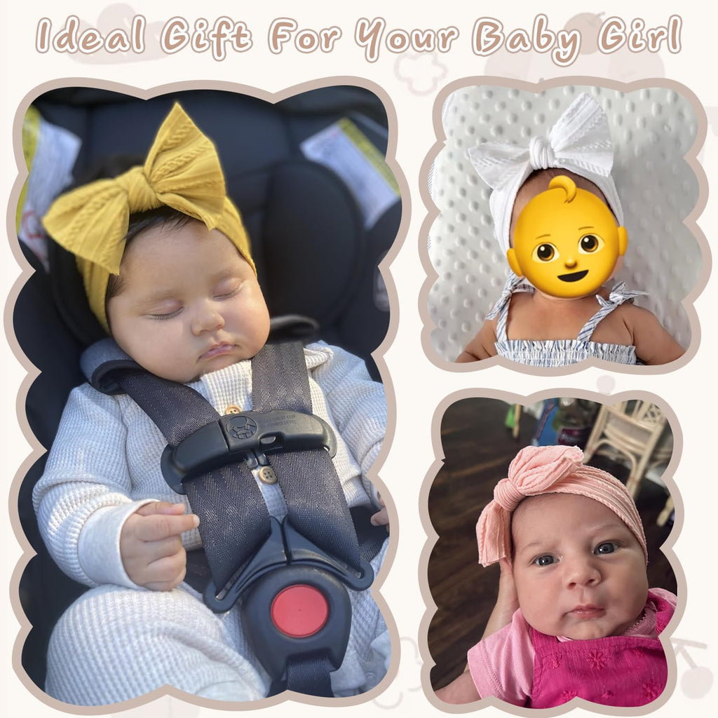 CÉLLOT 10 Colors Super Stretchy Soft Knot Baby Girl Headbands with Hair Bows Nylon Head Wrap For Newborn Baby Girls Infants Toddlers Kids
