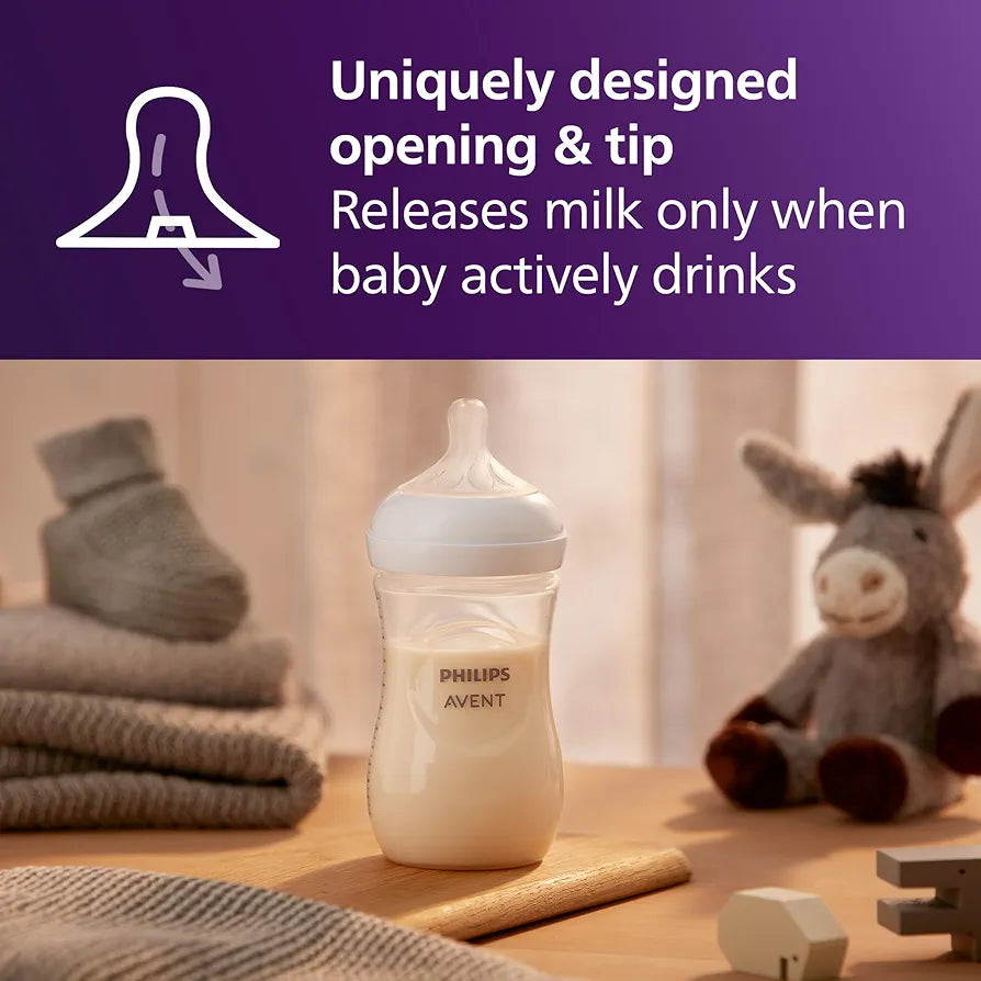Philips Avent Natural Baby Bottles with Natural Response Nipples , 9oz, 4-Pack, SCY903/04