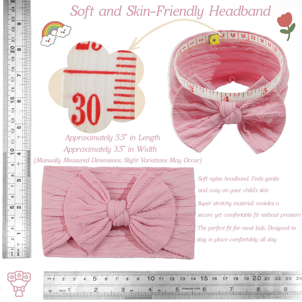 CÉLLOT 10 Colors Super Stretchy Soft Knot Baby Girl Headbands with Hair Bows Nylon Head Wrap For Newborn Baby Girls Infants Toddlers Kids