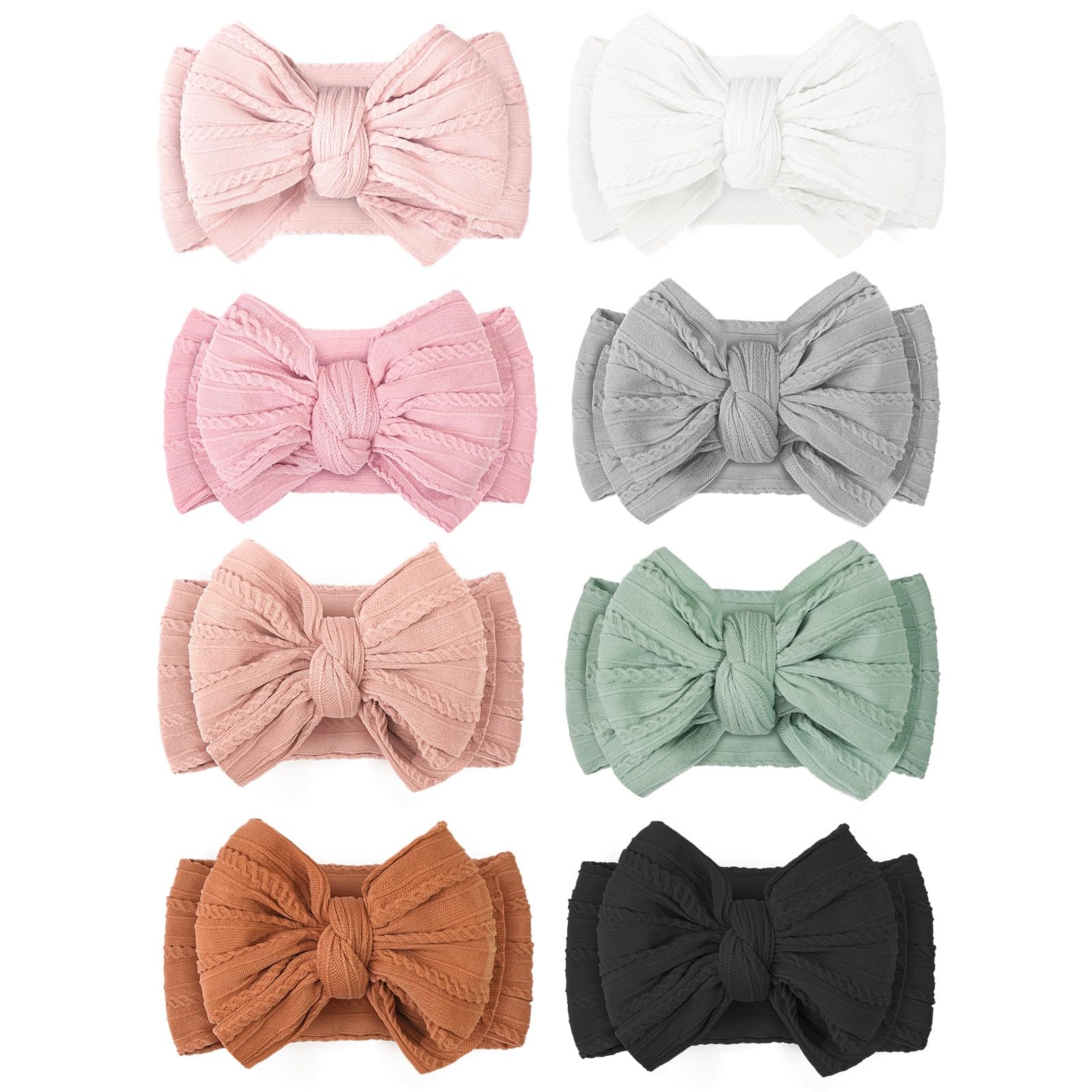 CÉLLOT 10 Colors Super Stretchy Soft Knot Baby Girl Headbands with Hair Bows Nylon Head Wrap For Newborn Baby Girls Infants Toddlers Kids