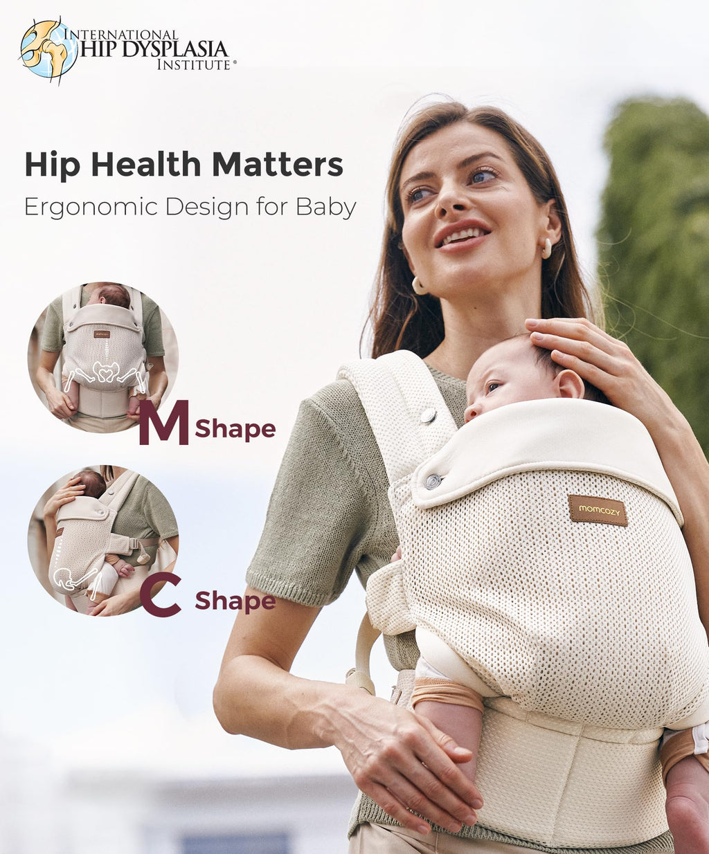Momcozy Baby Carrier - Ergonomic, Cozy and Lightweight Carrier for 7-45lbs, Effortless to Put On, Ideal for Hands-Free Parenting, Enhanced Lumbar Support, Purehug for Infant to Toddler, Khaki