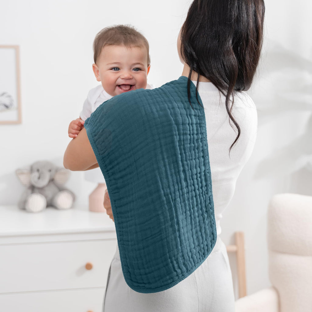Comfy Cubs Muslin Burp Cloths 20" x 10", Pack of 10 - Large, 6-Layer, Ultra Absorbent 100% Cotton for Baby Drool and Messes - Soft, Safe & Gentle Baby Burp Cloths for Boys & Girls - Multi