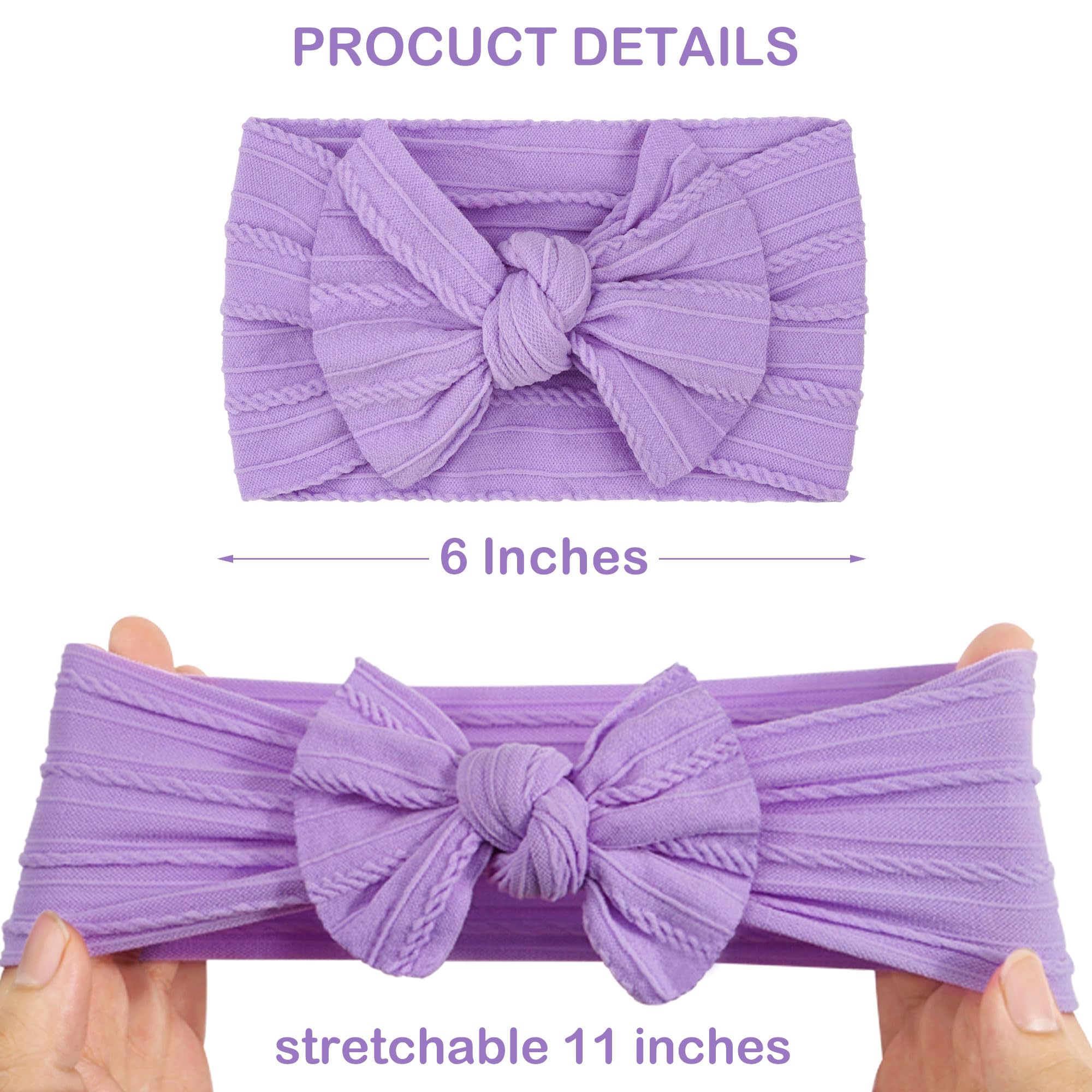 CÉLLOT 10 Colors Super Stretchy Soft Knot Baby Girl Headbands with Hair Bows Nylon Head Wrap For Newborn Baby Girls Infants Toddlers Kids