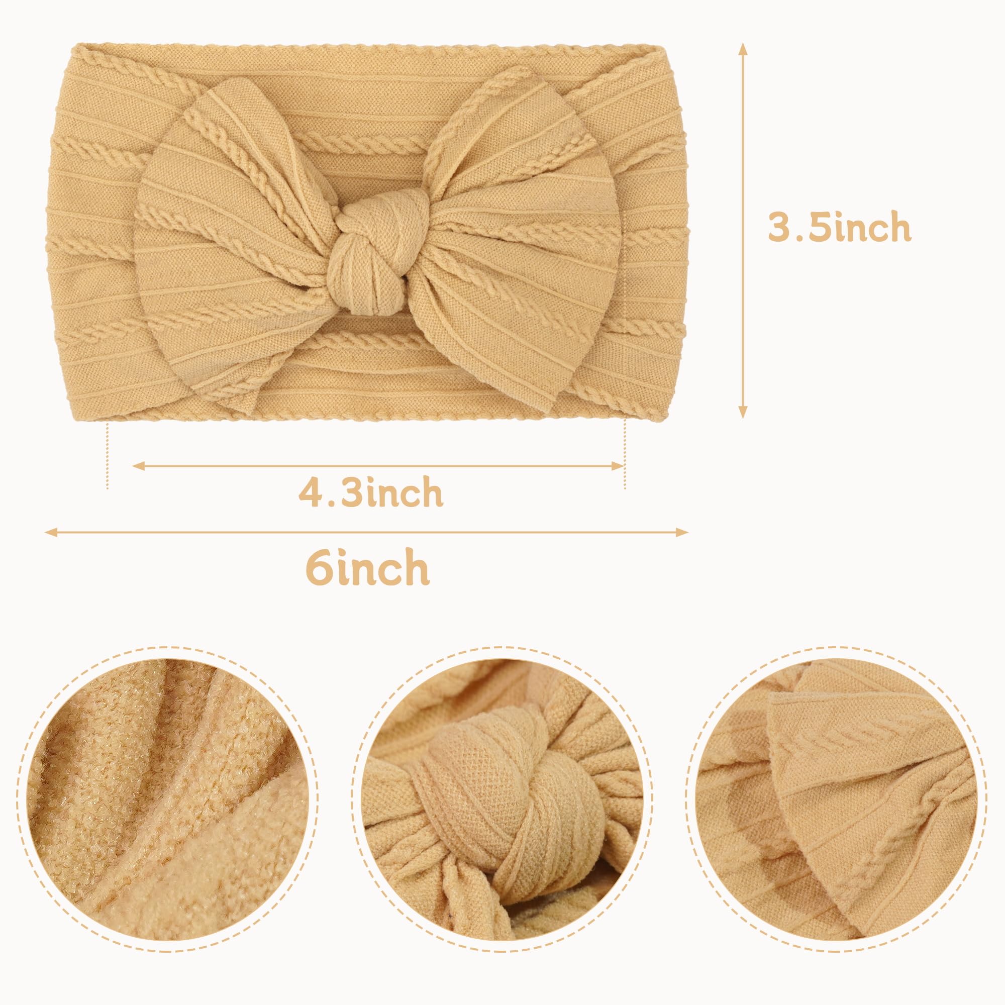 CÉLLOT 10 Colors Super Stretchy Soft Knot Baby Girl Headbands with Hair Bows Nylon Head Wrap For Newborn Baby Girls Infants Toddlers Kids