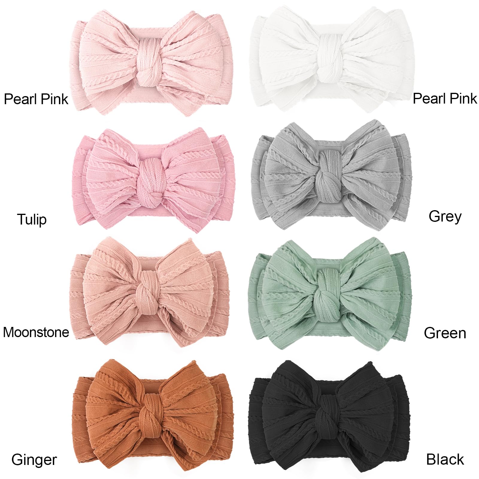 CÉLLOT 10 Colors Super Stretchy Soft Knot Baby Girl Headbands with Hair Bows Nylon Head Wrap For Newborn Baby Girls Infants Toddlers Kids