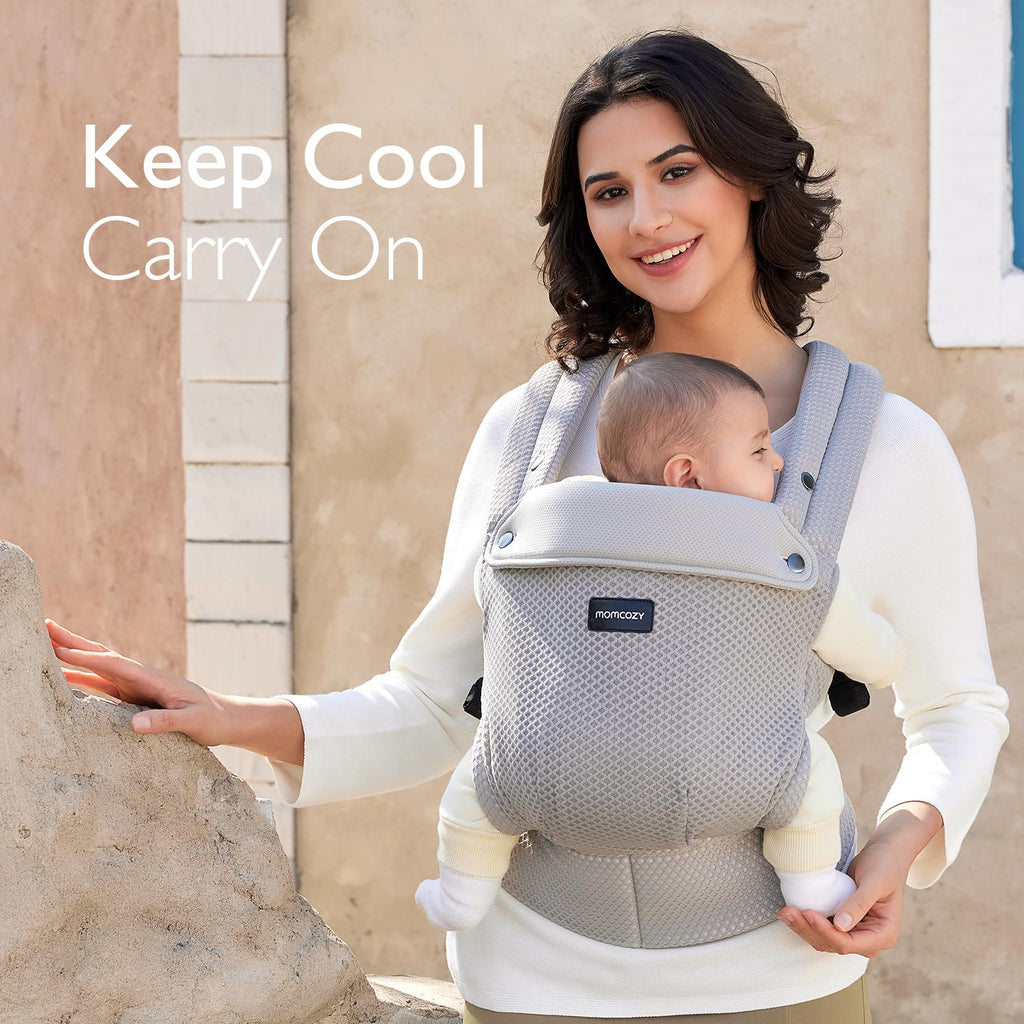 Momcozy Baby Carrier - Ergonomic, Cozy and Lightweight Carrier for 7-45lbs, Effortless to Put On, Ideal for Hands-Free Parenting, Enhanced Lumbar Support, Purehug for Infant to Toddler, Khaki