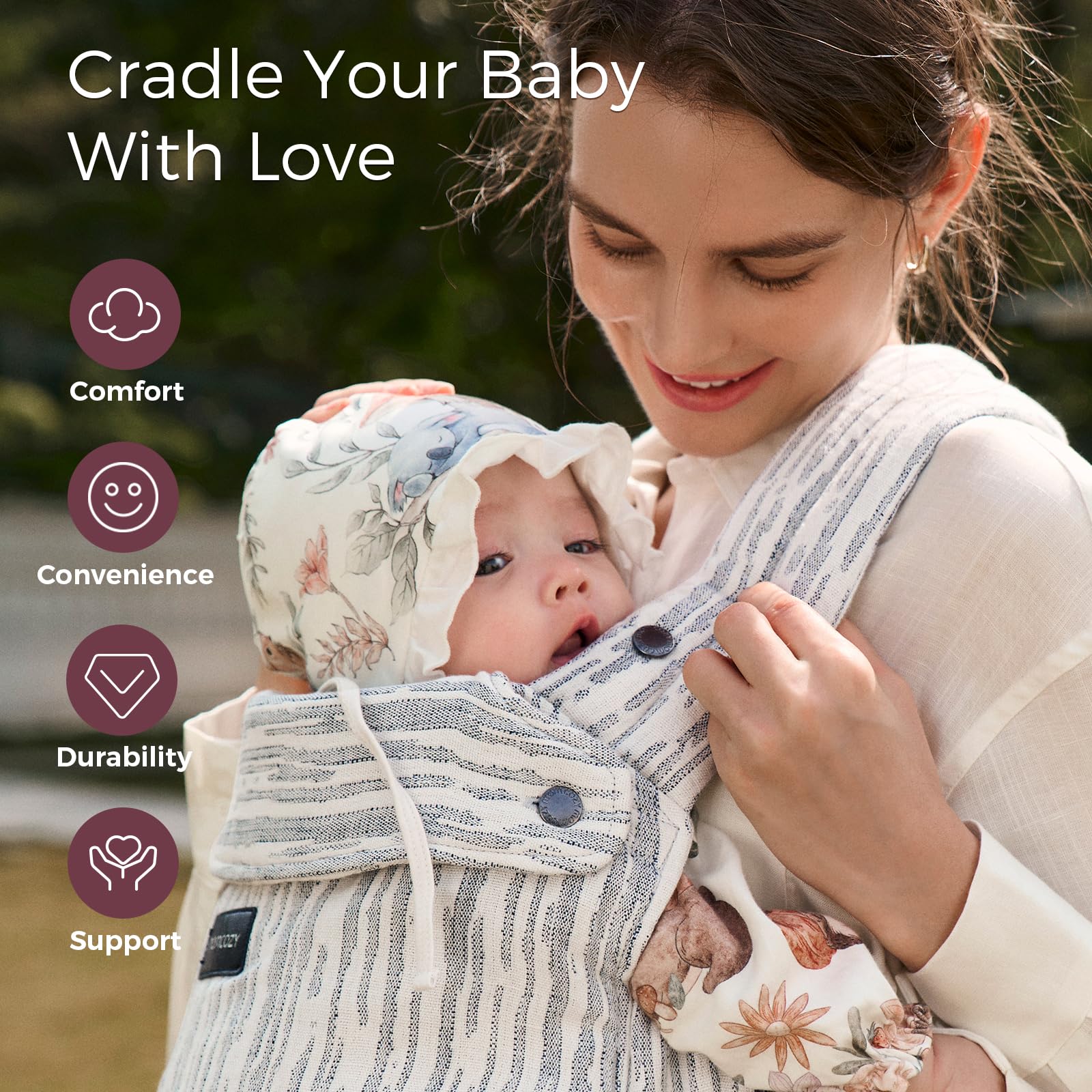 Momcozy Baby Carrier - Ergonomic, Cozy and Lightweight Carrier for 7-45lbs, Effortless to Put On, Ideal for Hands-Free Parenting, Enhanced Lumbar Support, Purehug for Infant to Toddler, Khaki