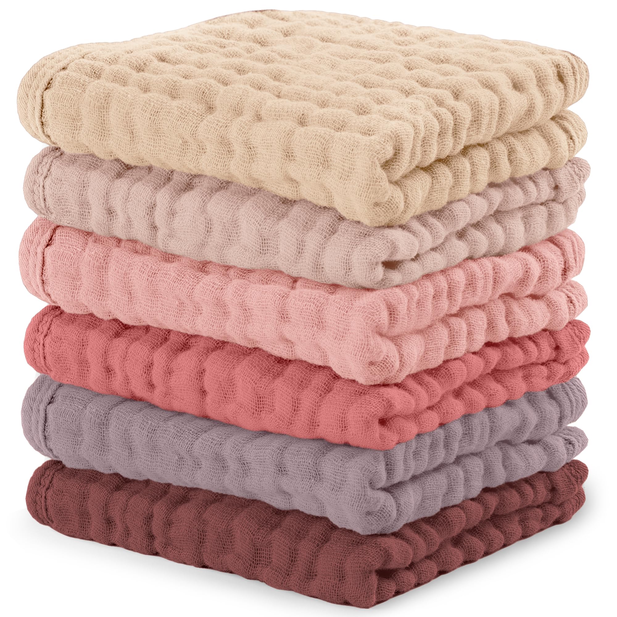 Comfy Cubs Muslin Burp Cloths 20" x 10", Pack of 10 - Large, 6-Layer, Ultra Absorbent 100% Cotton for Baby Drool and Messes - Soft, Safe & Gentle Baby Burp Cloths for Boys & Girls - Multi