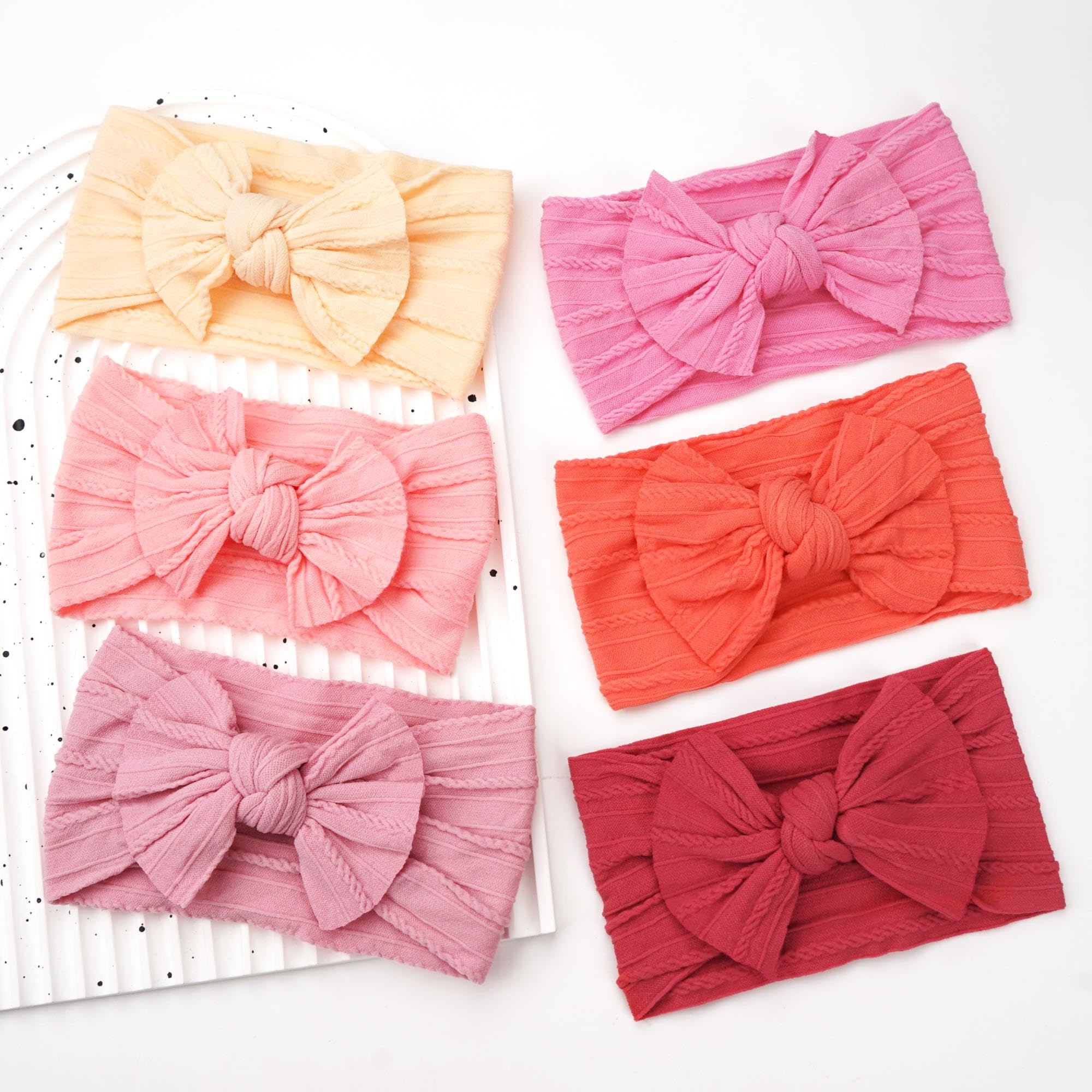 CÉLLOT 10 Colors Super Stretchy Soft Knot Baby Girl Headbands with Hair Bows Nylon Head Wrap For Newborn Baby Girls Infants Toddlers Kids