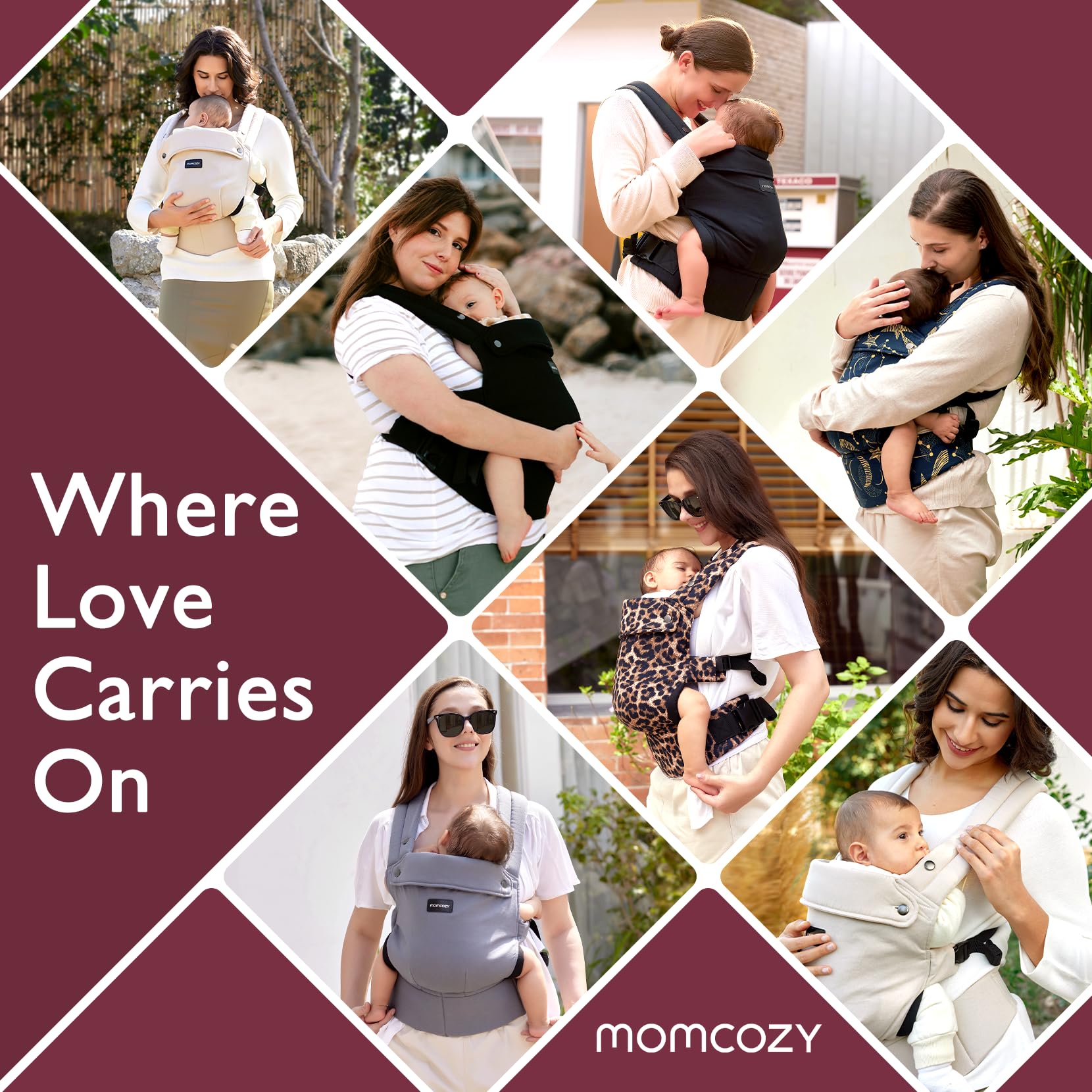 Momcozy Baby Carrier - Ergonomic, Cozy and Lightweight Carrier for 7-45lbs, Effortless to Put On, Ideal for Hands-Free Parenting, Enhanced Lumbar Support, Purehug for Infant to Toddler, Khaki