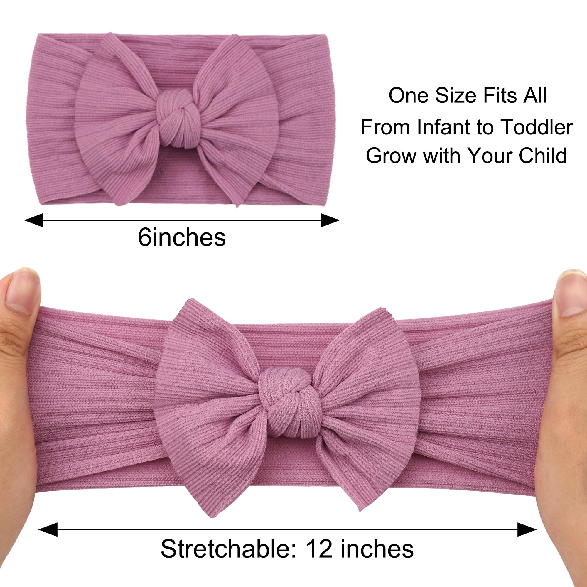 CÉLLOT 10 Colors Super Stretchy Soft Knot Baby Girl Headbands with Hair Bows Nylon Head Wrap For Newborn Baby Girls Infants Toddlers Kids