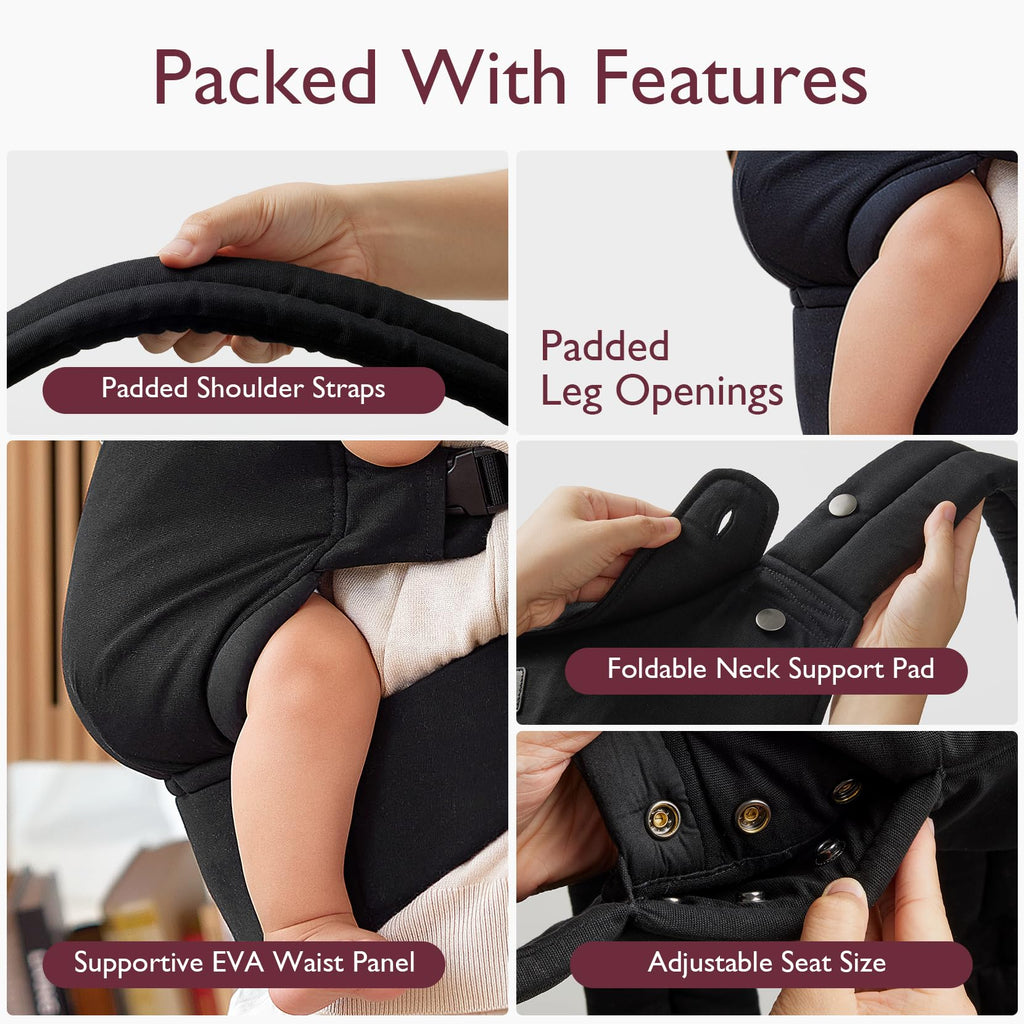 Momcozy Baby Carrier - Ergonomic, Cozy and Lightweight Carrier for 7-45lbs, Effortless to Put On, Ideal for Hands-Free Parenting, Enhanced Lumbar Support, Purehug for Infant to Toddler, Khaki