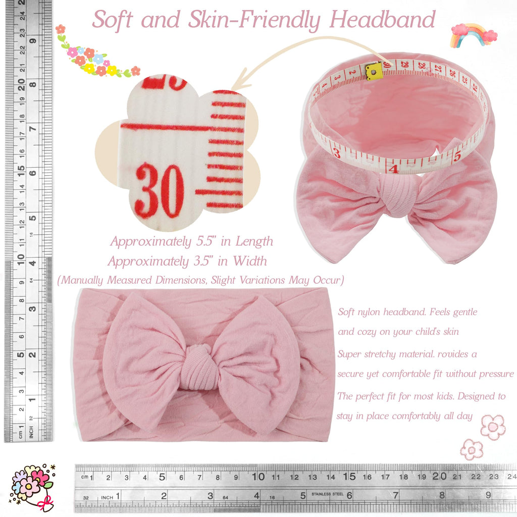 CÉLLOT 10 Colors Super Stretchy Soft Knot Baby Girl Headbands with Hair Bows Nylon Head Wrap For Newborn Baby Girls Infants Toddlers Kids
