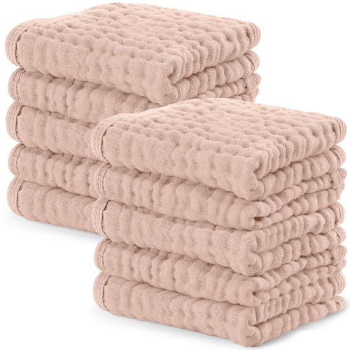 Comfy Cubs Muslin Burp Cloths 20" x 10", Pack of 10 - Large, 6-Layer, Ultra Absorbent 100% Cotton for Baby Drool and Messes - Soft, Safe & Gentle Baby Burp Cloths for Boys & Girls - Multi