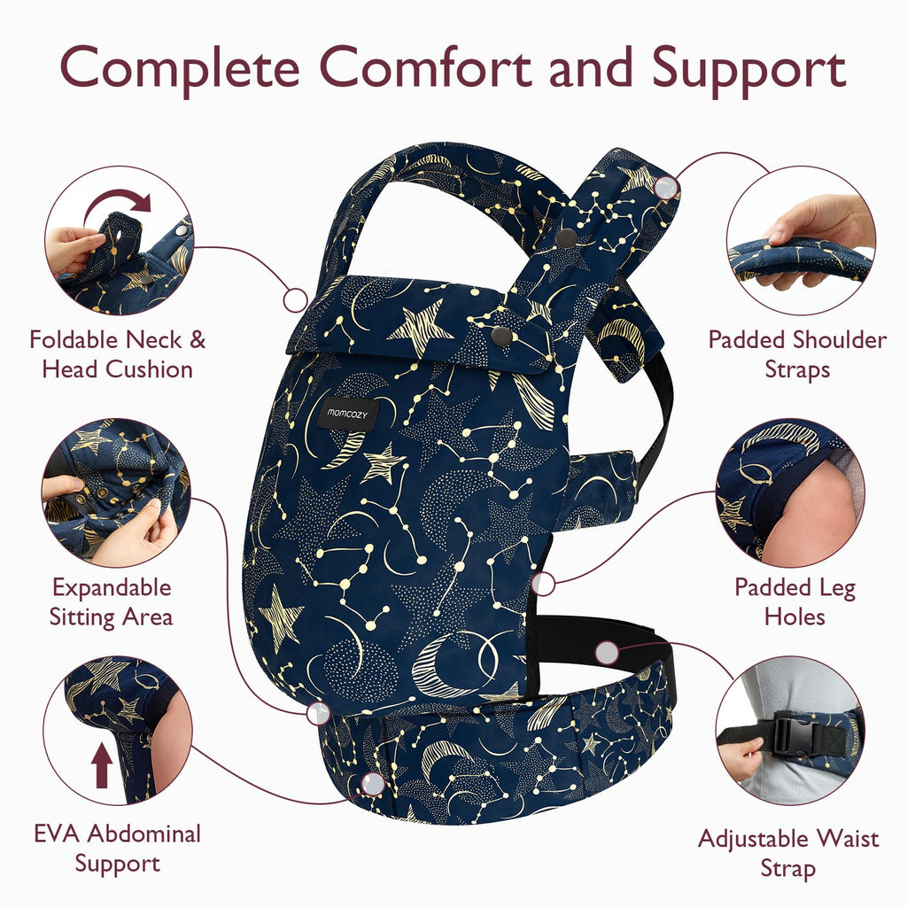 Momcozy Baby Carrier - Ergonomic, Cozy and Lightweight Carrier for 7-45lbs, Effortless to Put On, Ideal for Hands-Free Parenting, Enhanced Lumbar Support, Purehug for Infant to Toddler, Khaki