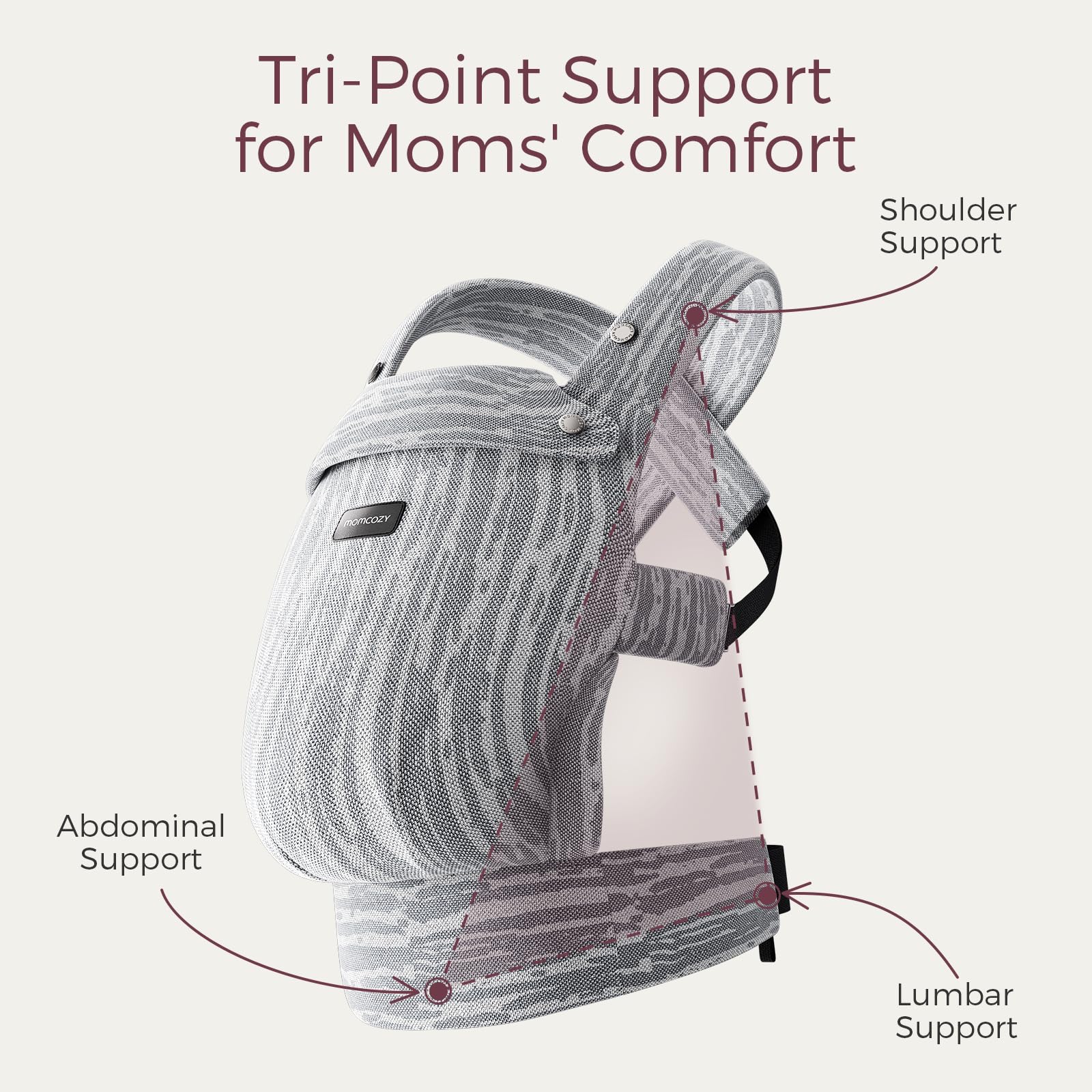 Momcozy Baby Carrier - Ergonomic, Cozy and Lightweight Carrier for 7-45lbs, Effortless to Put On, Ideal for Hands-Free Parenting, Enhanced Lumbar Support, Purehug for Infant to Toddler, Khaki