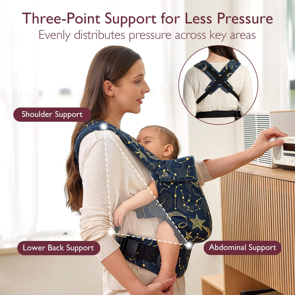 Momcozy Baby Carrier - Ergonomic, Cozy and Lightweight Carrier for 7-45lbs, Effortless to Put On, Ideal for Hands-Free Parenting, Enhanced Lumbar Support, Purehug for Infant to Toddler, Khaki