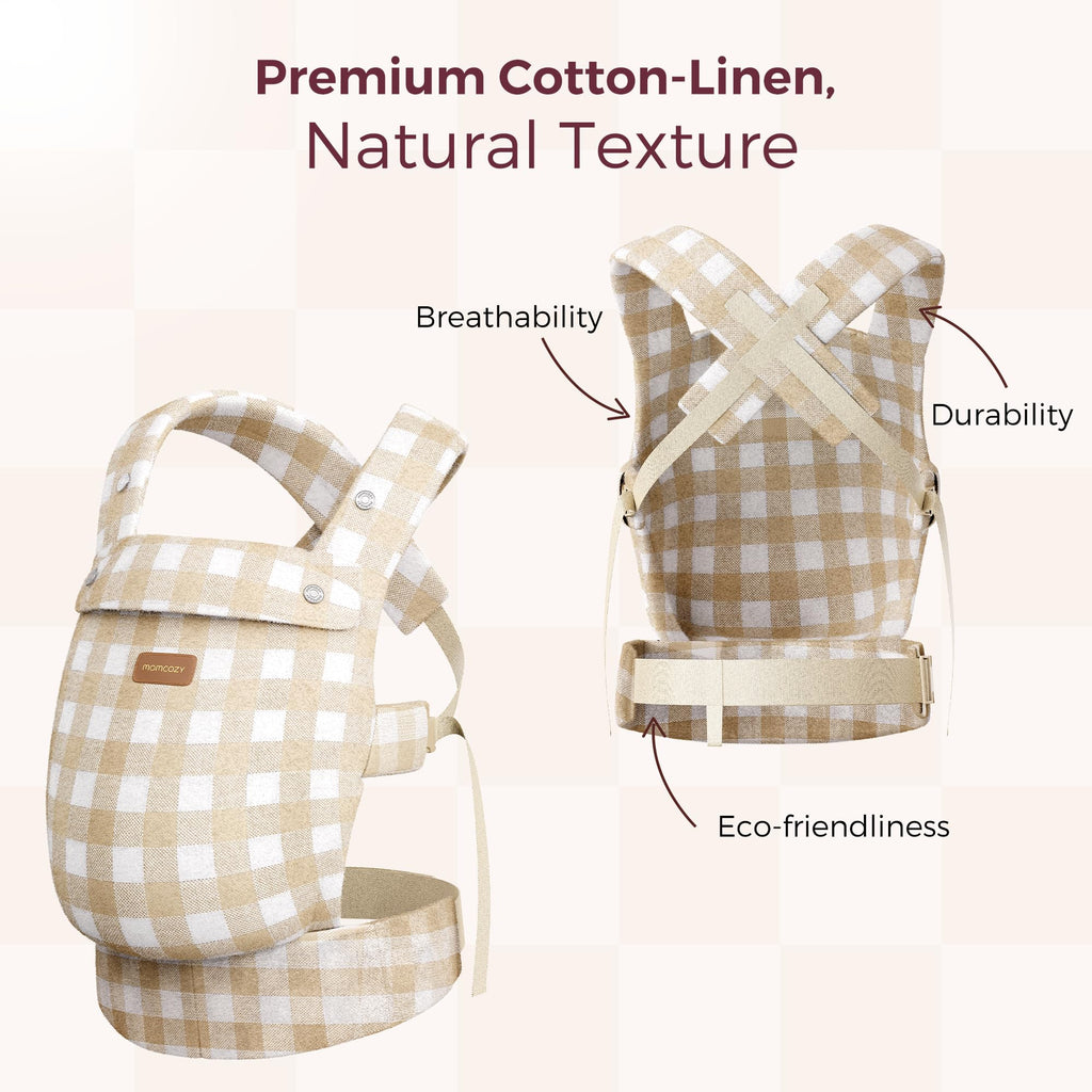 Momcozy Baby Carrier - Ergonomic, Cozy and Lightweight Carrier for 7-45lbs, Effortless to Put On, Ideal for Hands-Free Parenting, Enhanced Lumbar Support, Purehug for Infant to Toddler, Khaki