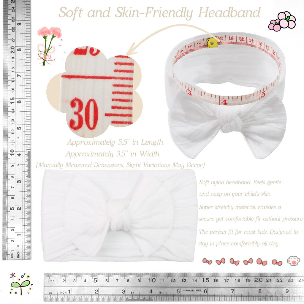 CÉLLOT 10 Colors Super Stretchy Soft Knot Baby Girl Headbands with Hair Bows Nylon Head Wrap For Newborn Baby Girls Infants Toddlers Kids