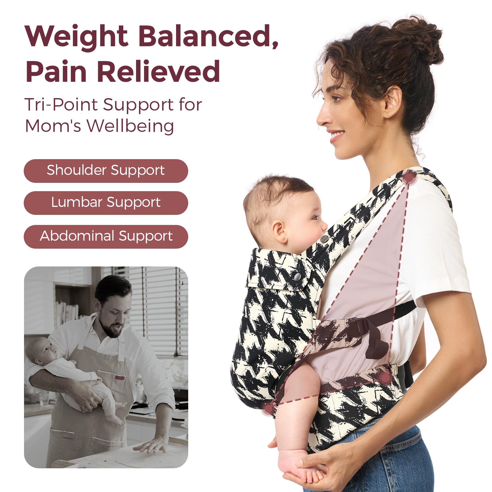 Momcozy Baby Carrier - Ergonomic, Cozy and Lightweight Carrier for 7-45lbs, Effortless to Put On, Ideal for Hands-Free Parenting, Enhanced Lumbar Support, Purehug for Infant to Toddler, Khaki