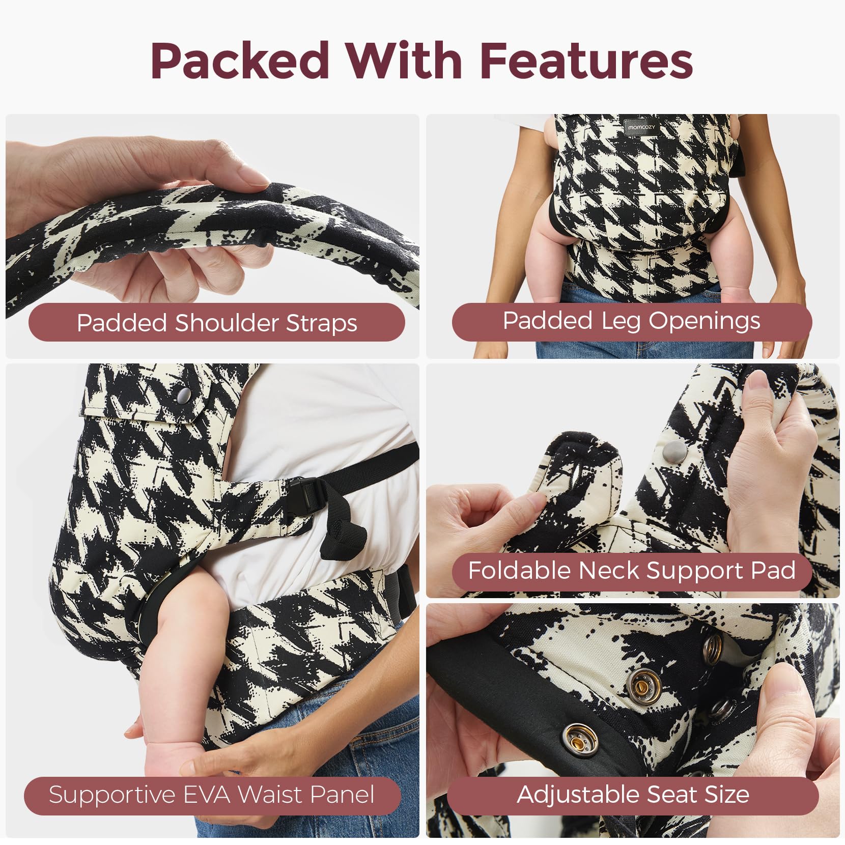 Momcozy Baby Carrier - Ergonomic, Cozy and Lightweight Carrier for 7-45lbs, Effortless to Put On, Ideal for Hands-Free Parenting, Enhanced Lumbar Support, Purehug for Infant to Toddler, Khaki