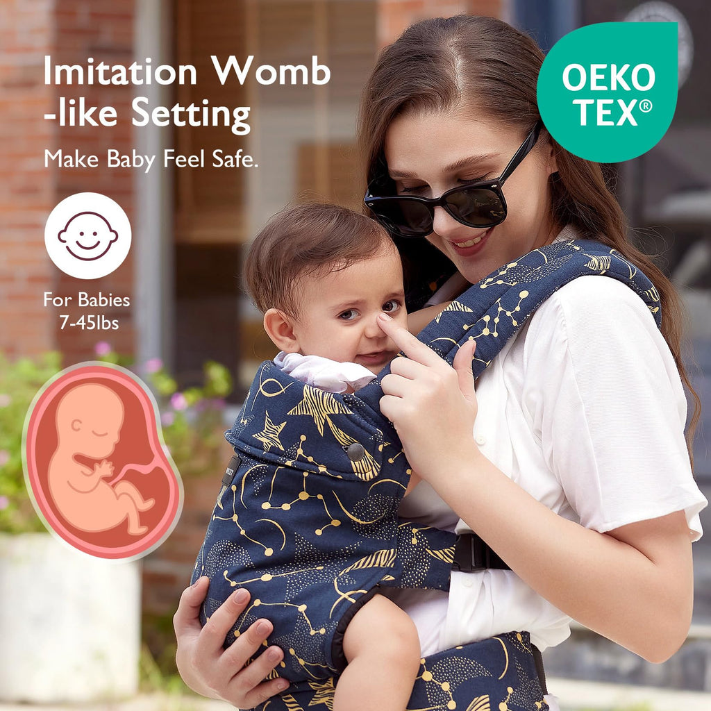 Momcozy Baby Carrier - Ergonomic, Cozy and Lightweight Carrier for 7-45lbs, Effortless to Put On, Ideal for Hands-Free Parenting, Enhanced Lumbar Support, Purehug for Infant to Toddler, Khaki