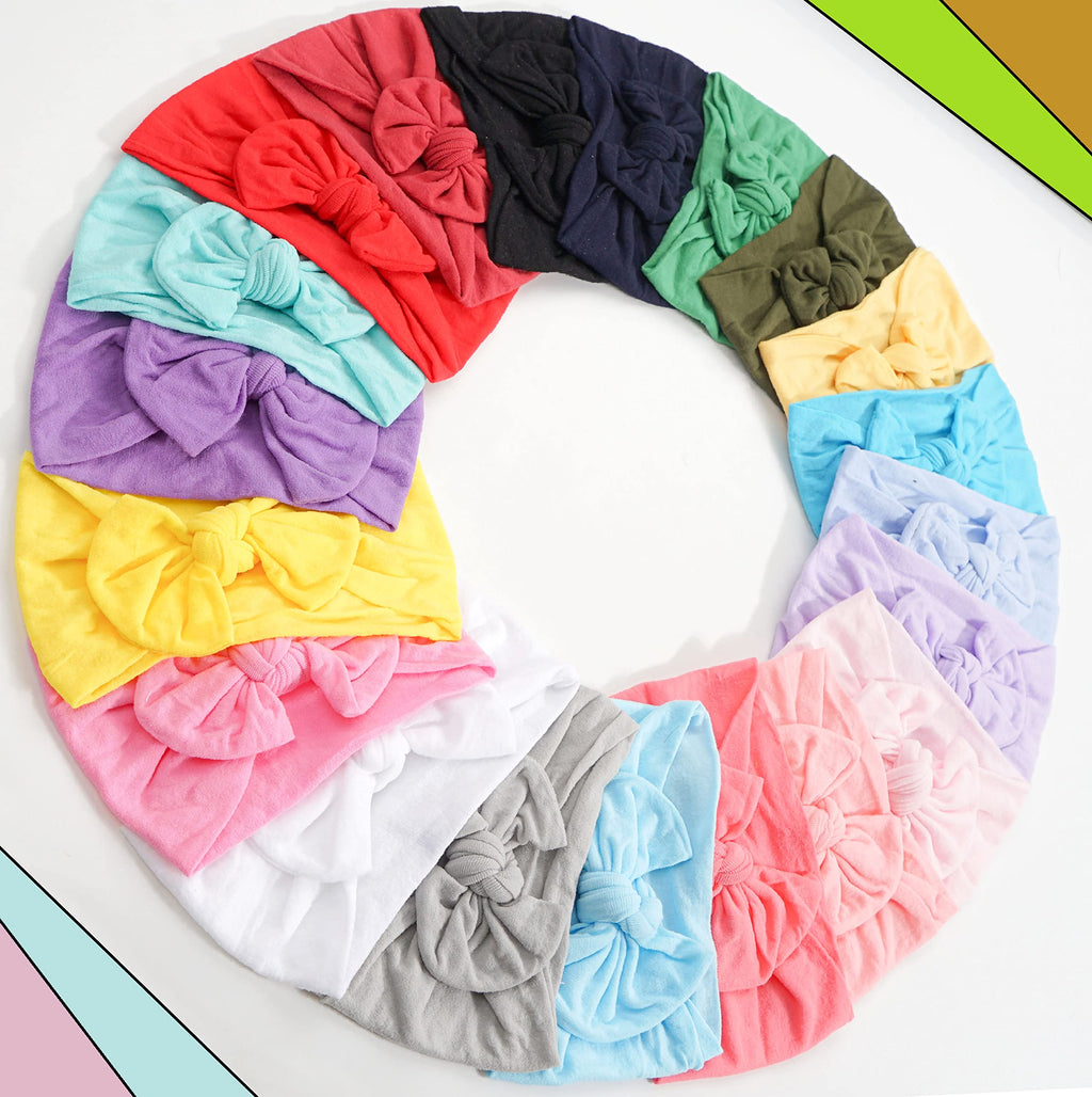 CÉLLOT 10 Colors Super Stretchy Soft Knot Baby Girl Headbands with Hair Bows Nylon Head Wrap For Newborn Baby Girls Infants Toddlers Kids