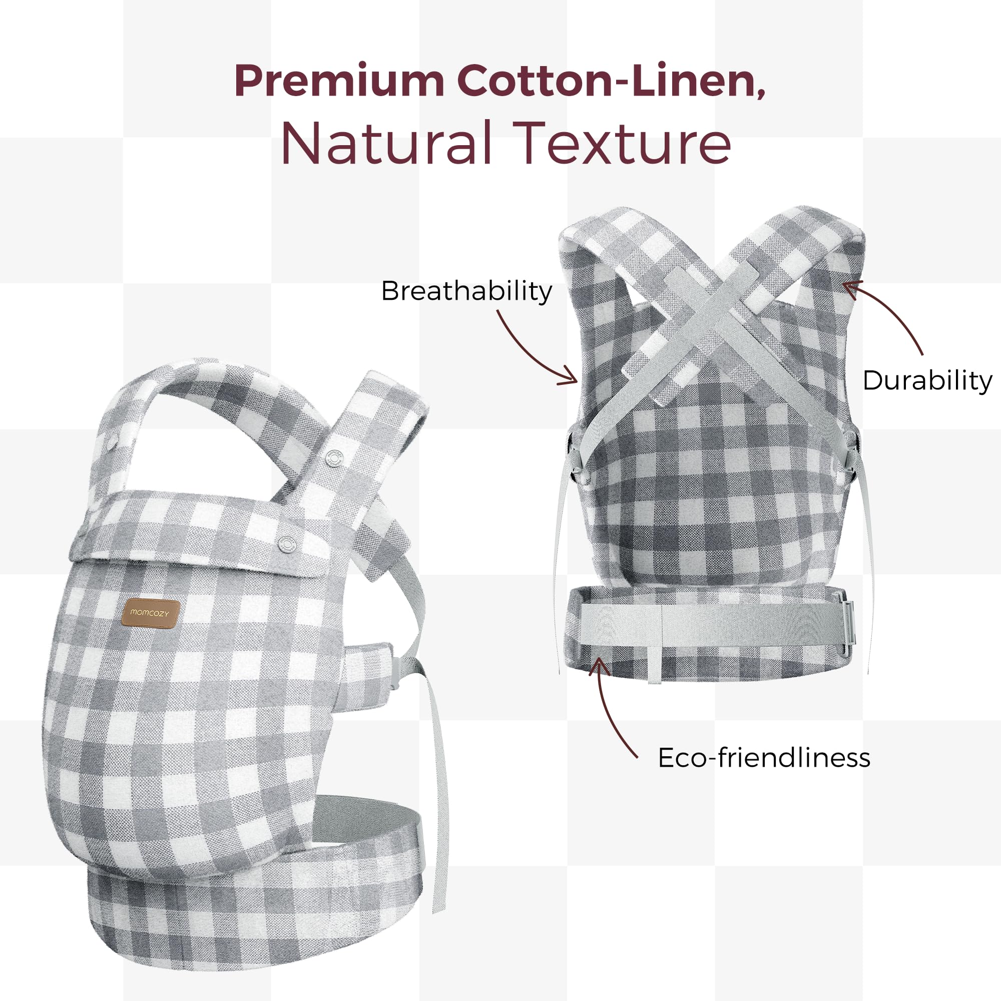Momcozy Baby Carrier - Ergonomic, Cozy and Lightweight Carrier for 7-45lbs, Effortless to Put On, Ideal for Hands-Free Parenting, Enhanced Lumbar Support, Purehug for Infant to Toddler, Khaki