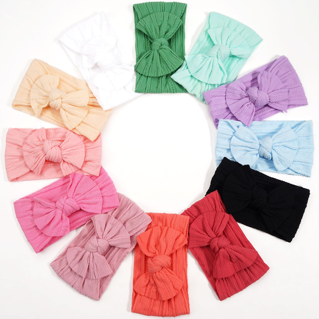 CÉLLOT 10 Colors Super Stretchy Soft Knot Baby Girl Headbands with Hair Bows Nylon Head Wrap For Newborn Baby Girls Infants Toddlers Kids