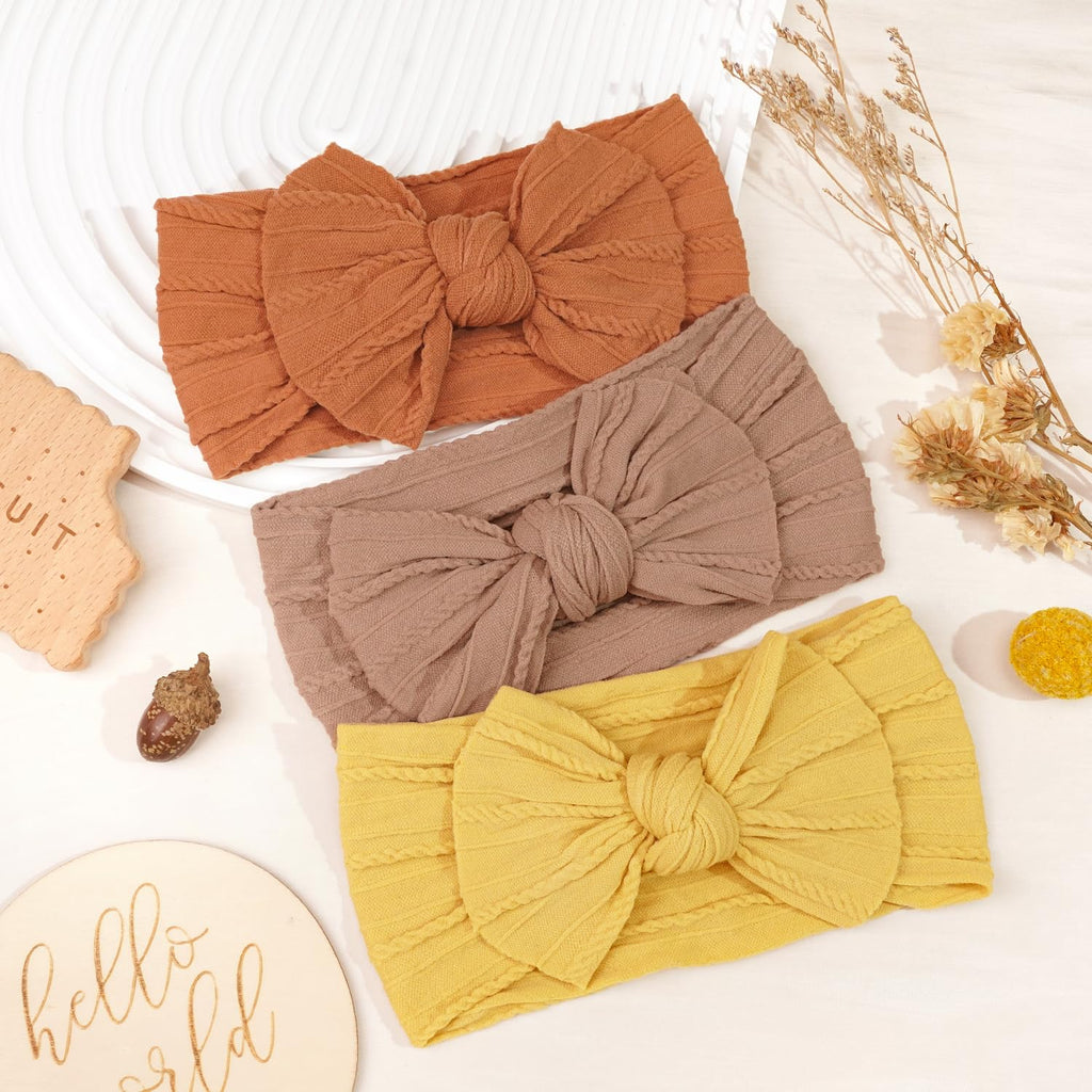 CÉLLOT 10 Colors Super Stretchy Soft Knot Baby Girl Headbands with Hair Bows Nylon Head Wrap For Newborn Baby Girls Infants Toddlers Kids