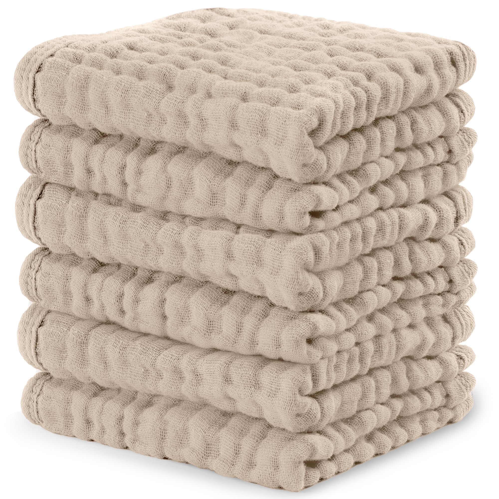 Comfy Cubs Muslin Burp Cloths 20" x 10", Pack of 10 - Large, 6-Layer, Ultra Absorbent 100% Cotton for Baby Drool and Messes - Soft, Safe & Gentle Baby Burp Cloths for Boys & Girls - Multi