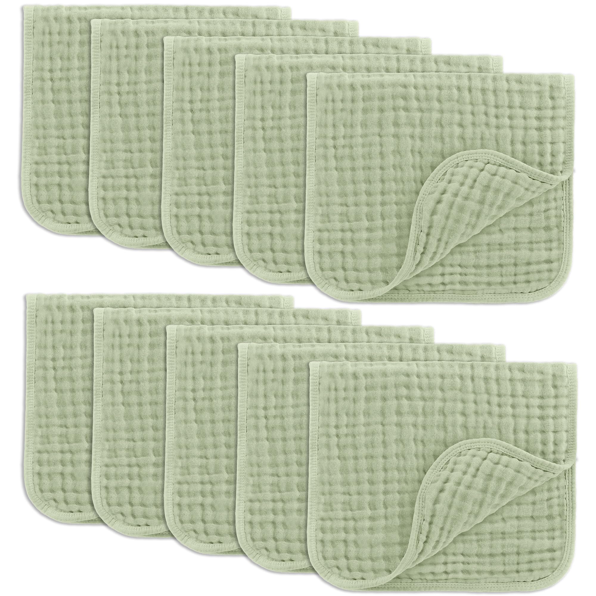 Comfy Cubs Muslin Burp Cloths 20" x 10", Pack of 10 - Large, 6-Layer, Ultra Absorbent 100% Cotton for Baby Drool and Messes - Soft, Safe & Gentle Baby Burp Cloths for Boys & Girls - Multi