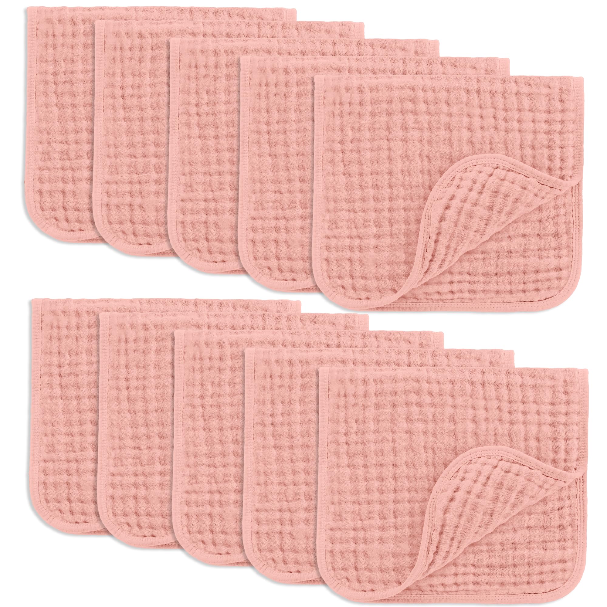 Comfy Cubs Muslin Burp Cloths 20" x 10", Pack of 10 - Large, 6-Layer, Ultra Absorbent 100% Cotton for Baby Drool and Messes - Soft, Safe & Gentle Baby Burp Cloths for Boys & Girls - Multi