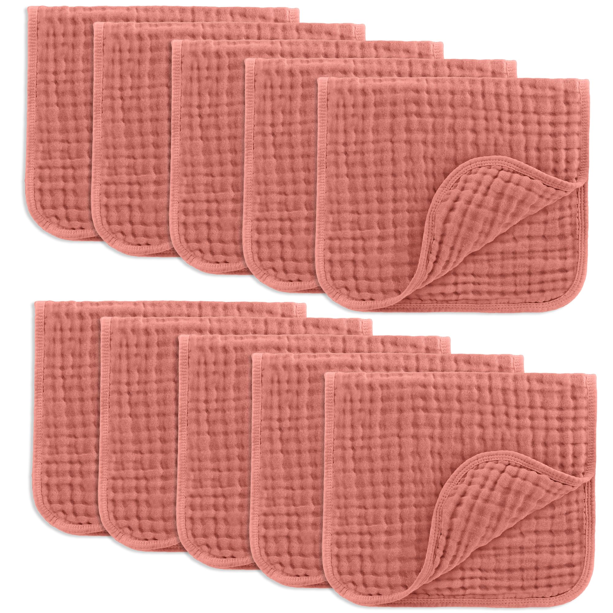 Comfy Cubs Muslin Burp Cloths 20" x 10", Pack of 10 - Large, 6-Layer, Ultra Absorbent 100% Cotton for Baby Drool and Messes - Soft, Safe & Gentle Baby Burp Cloths for Boys & Girls - Multi