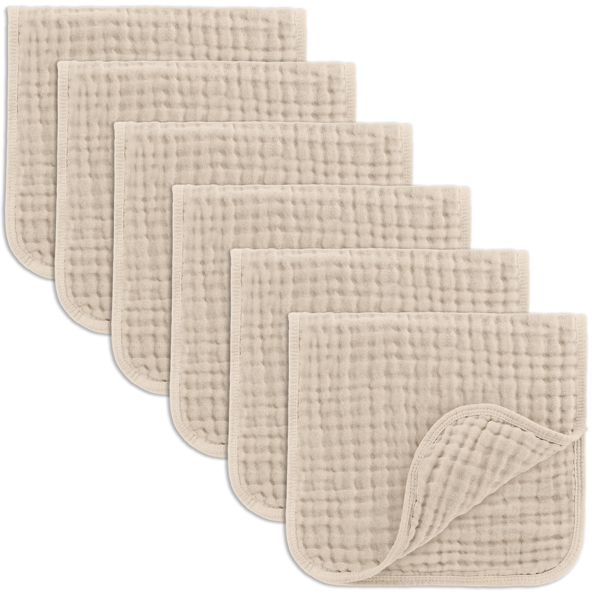 Comfy Cubs Muslin Burp Cloths 20" x 10", Pack of 10 - Large, 6-Layer, Ultra Absorbent 100% Cotton for Baby Drool and Messes - Soft, Safe & Gentle Baby Burp Cloths for Boys & Girls - Multi