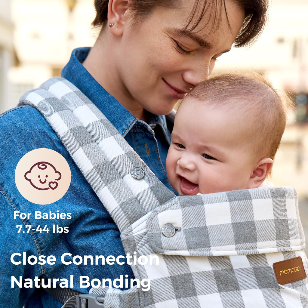 Momcozy Baby Carrier - Ergonomic, Cozy and Lightweight Carrier for 7-45lbs, Effortless to Put On, Ideal for Hands-Free Parenting, Enhanced Lumbar Support, Purehug for Infant to Toddler, Khaki
