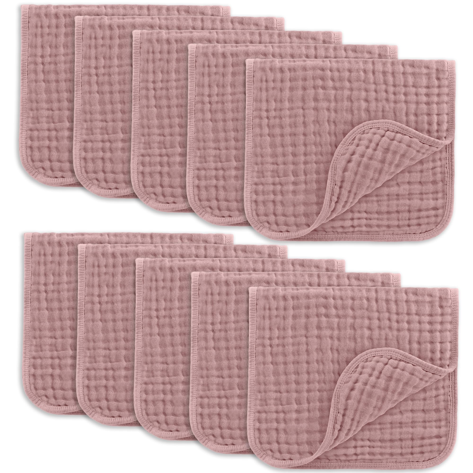 Comfy Cubs Muslin Burp Cloths 20" x 10", Pack of 10 - Large, 6-Layer, Ultra Absorbent 100% Cotton for Baby Drool and Messes - Soft, Safe & Gentle Baby Burp Cloths for Boys & Girls - Multi