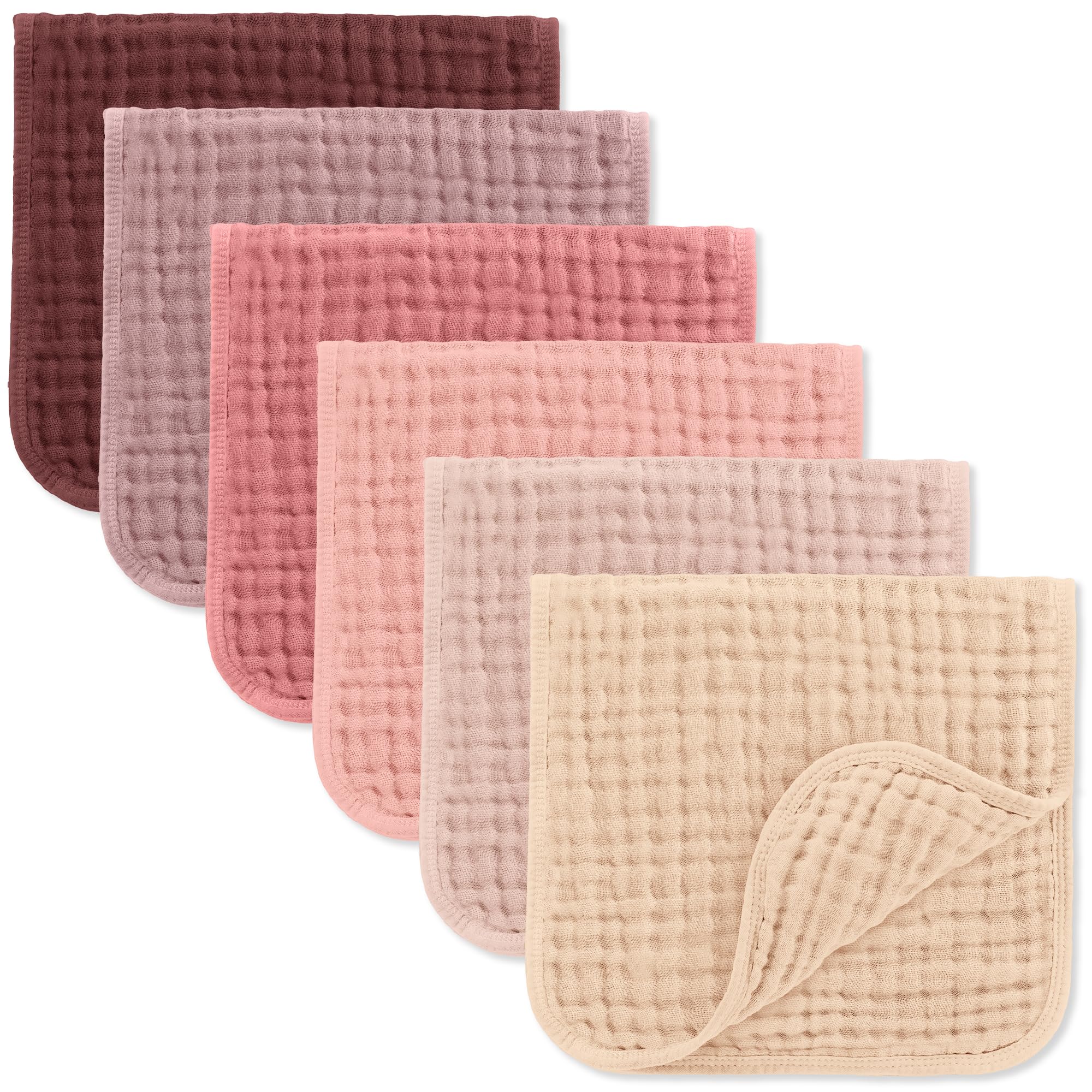 Comfy Cubs Muslin Burp Cloths 20" x 10", Pack of 10 - Large, 6-Layer, Ultra Absorbent 100% Cotton for Baby Drool and Messes - Soft, Safe & Gentle Baby Burp Cloths for Boys & Girls - Multi