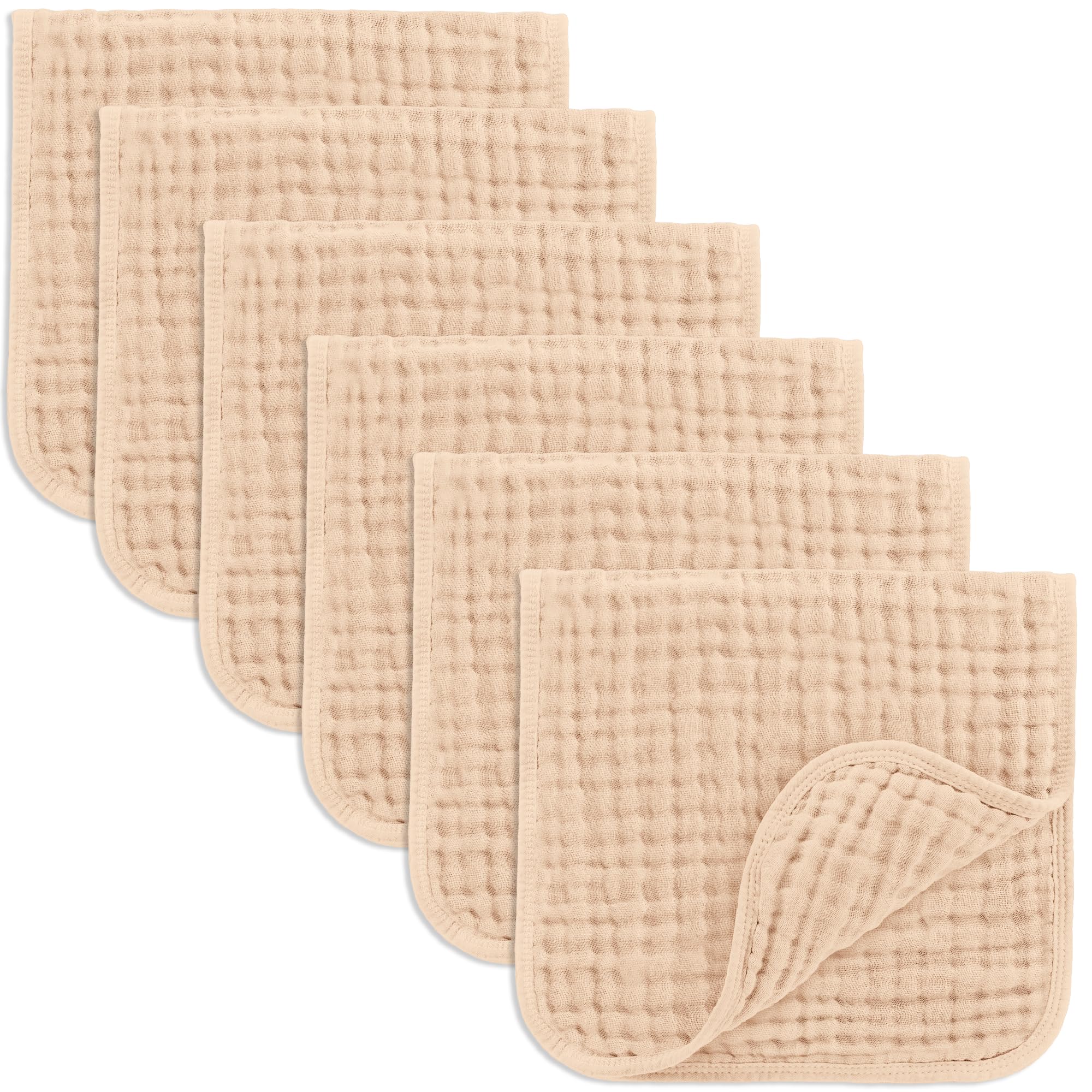Comfy Cubs Muslin Burp Cloths 20" x 10", Pack of 10 - Large, 6-Layer, Ultra Absorbent 100% Cotton for Baby Drool and Messes - Soft, Safe & Gentle Baby Burp Cloths for Boys & Girls - Multi