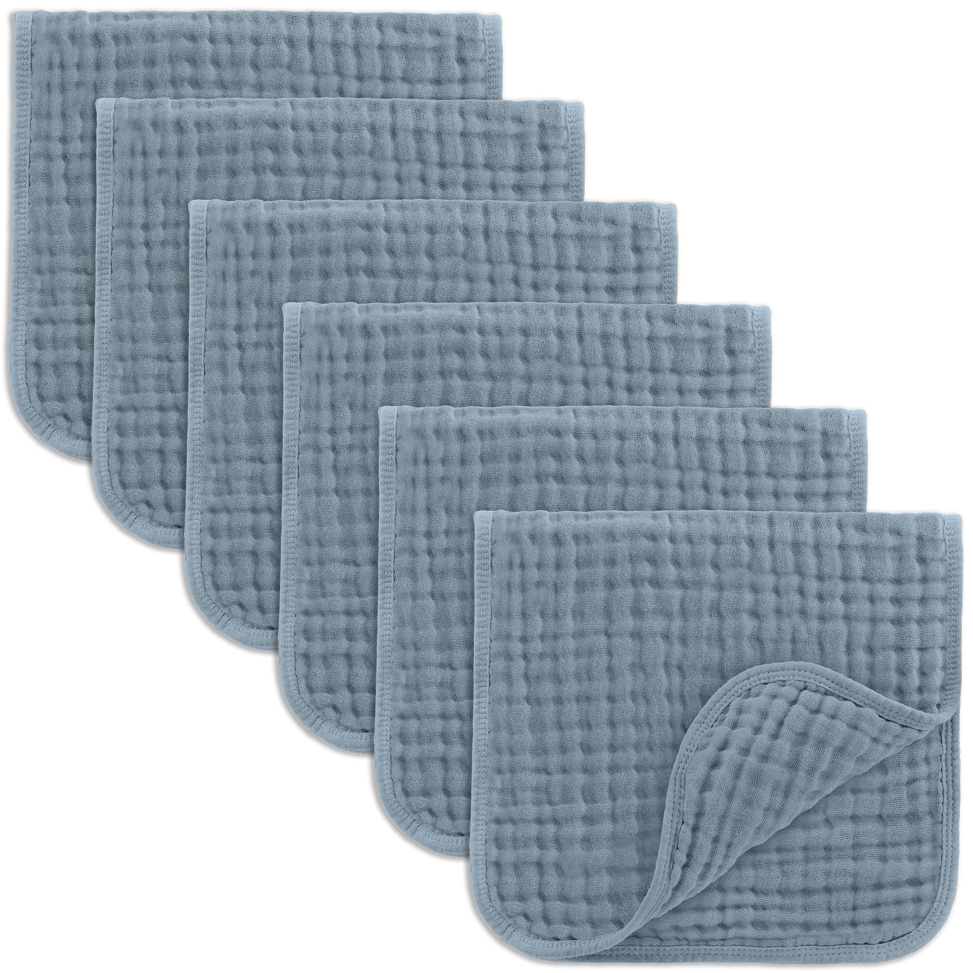 Comfy Cubs Muslin Burp Cloths 20" x 10", Pack of 10 - Large, 6-Layer, Ultra Absorbent 100% Cotton for Baby Drool and Messes - Soft, Safe & Gentle Baby Burp Cloths for Boys & Girls - Multi