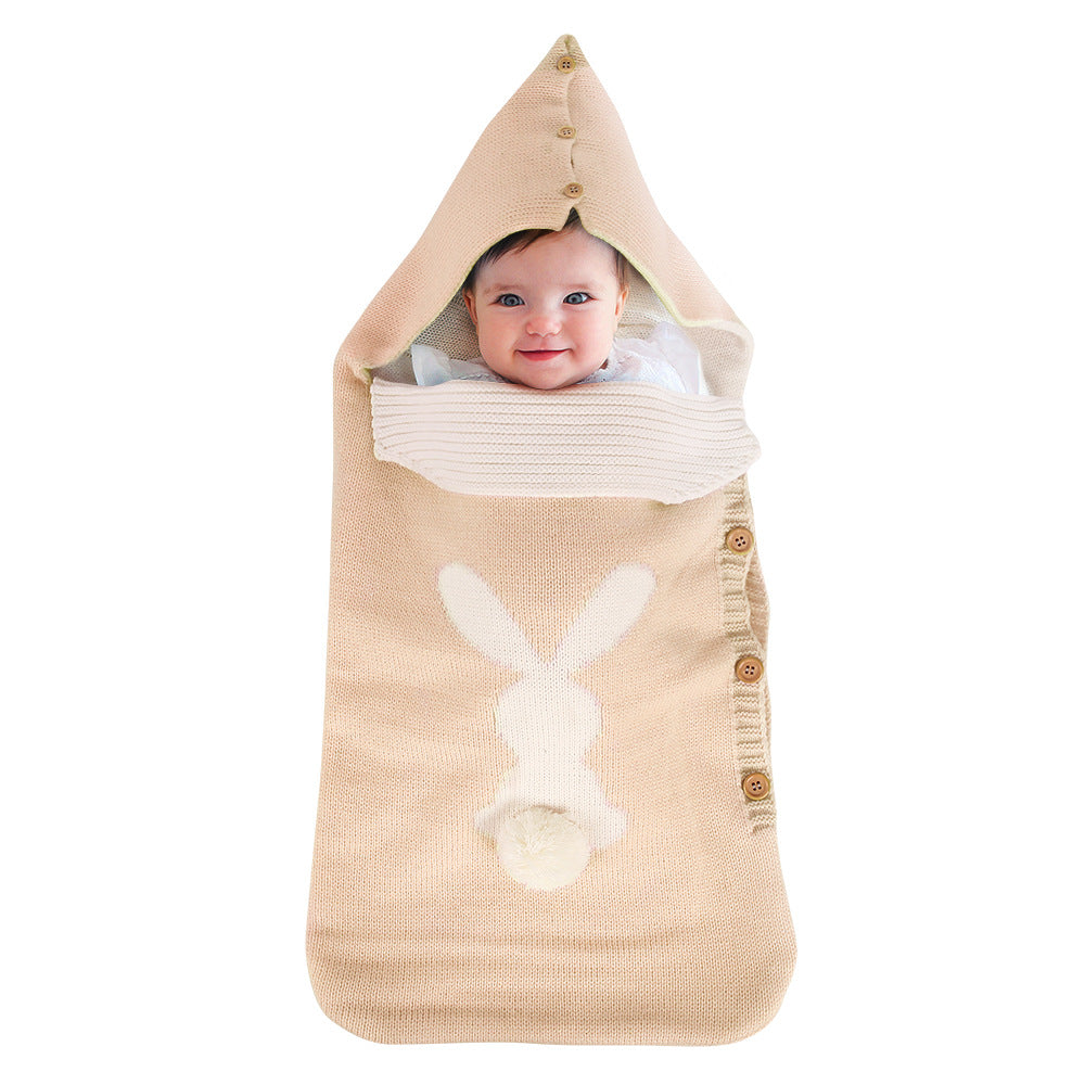 Baby Knitted Rabbit Button Sleeping Bag