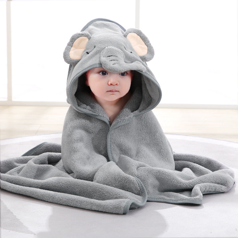 Baby Swaddle Towel — Hooded Coral Fleece Bath Towel