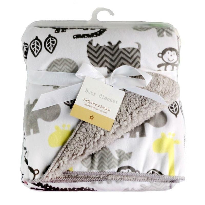 Baby Swaddle Blanket — Coral Fleece Owl Print
