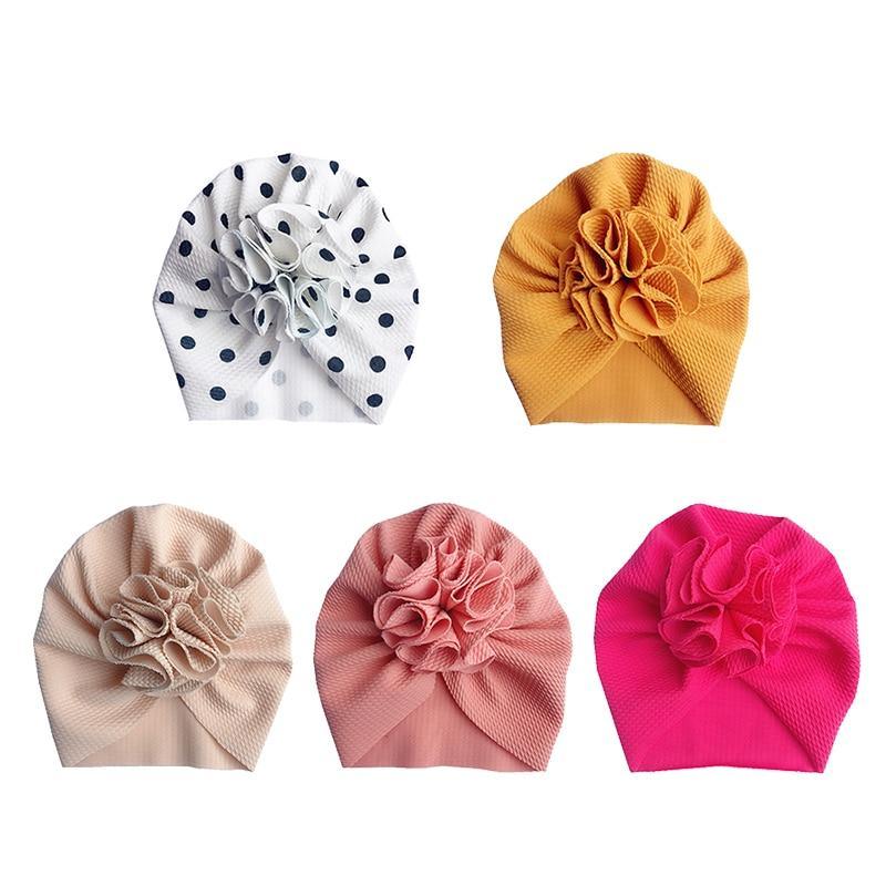 Baby Girl Flower Turban Hat — Newborn Cap Bonnet