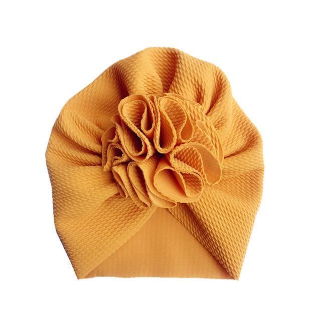 Baby Girl Flower Turban Hat — Newborn Cap Bonnet