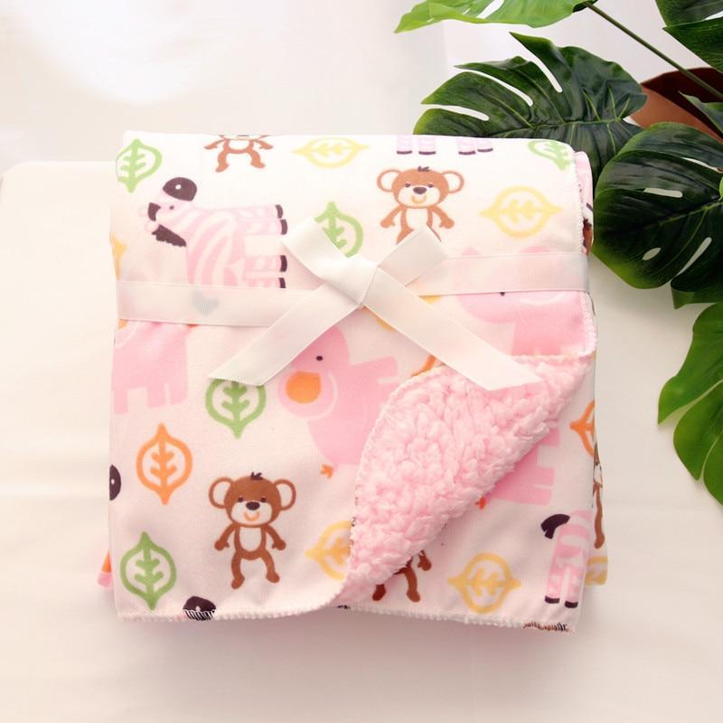 Baby Swaddle Blanket — Coral Fleece Owl Print