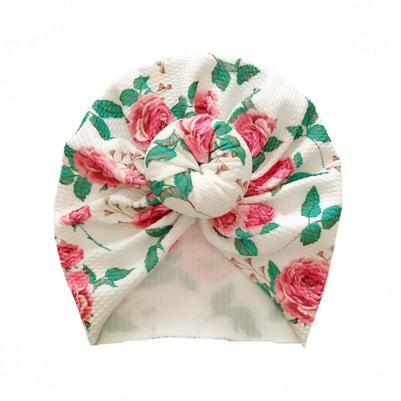 Baby Girl Flower Turban Hat — Newborn Cap Bonnet